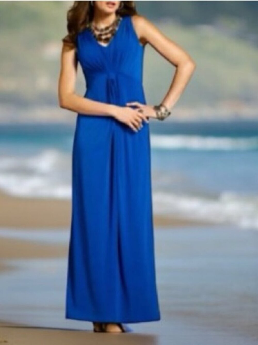 Chico's Nadia Knot Front Maxi Dress - Majestic (Royal) Blue - 2/US 12